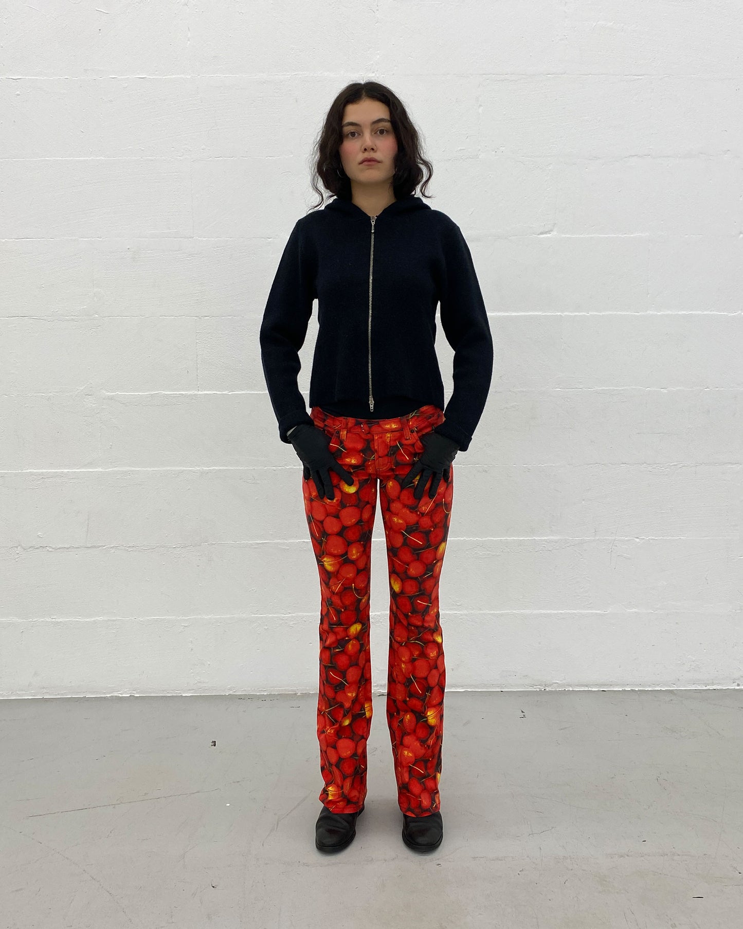 Vintage 1990s Knit Zip Hoodie Dark Grey