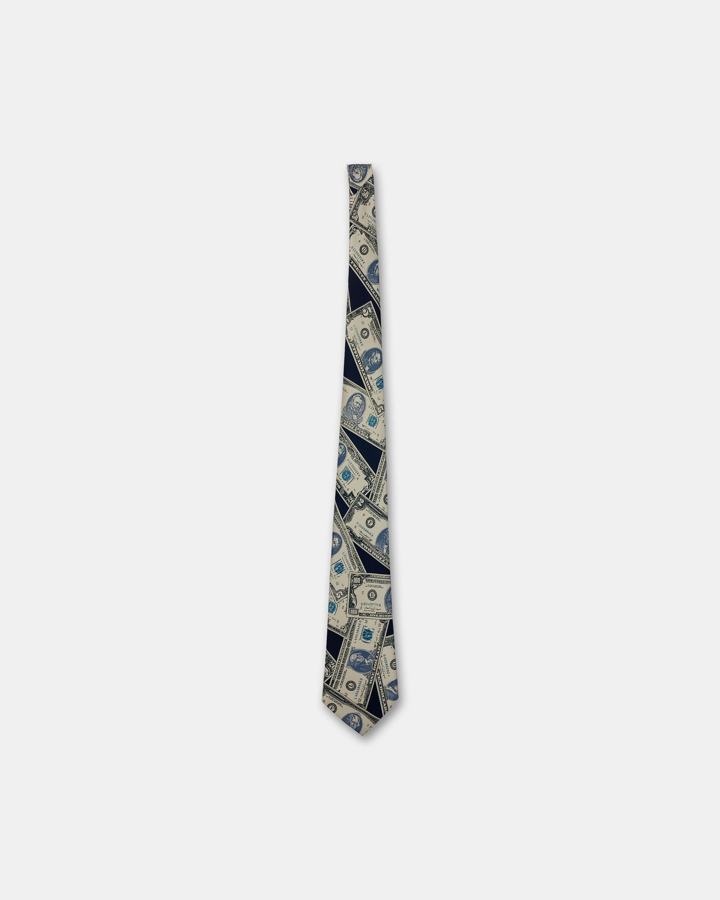 René Chagal 2000s Dollar Money Print Tie Navy