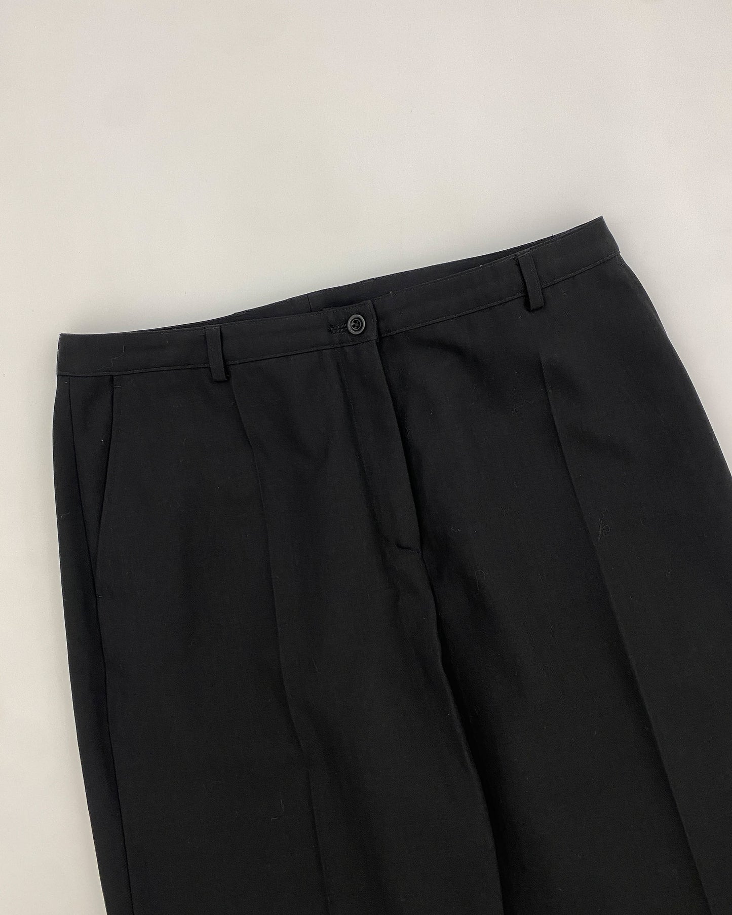 Dries van Noten 2010s Pleated Wide Wool Pants Black