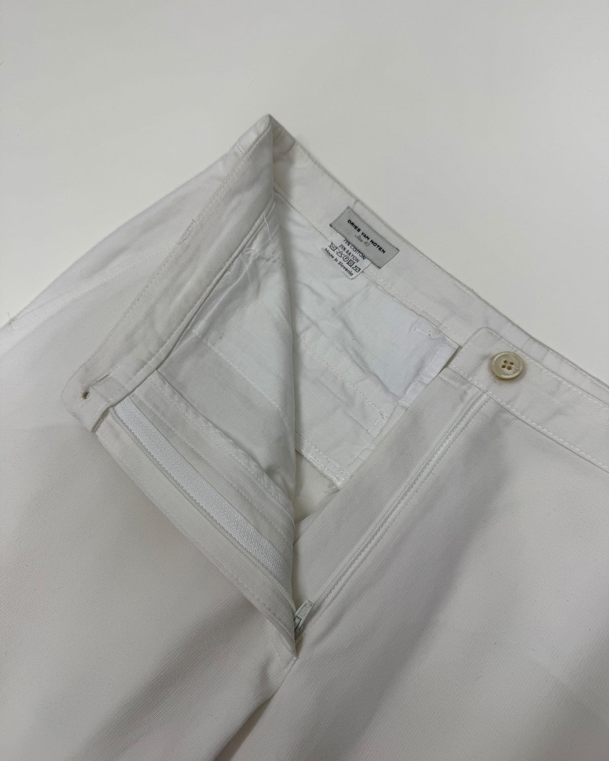Dries van Noten 2000s Cotton Rayon Wide Pants White