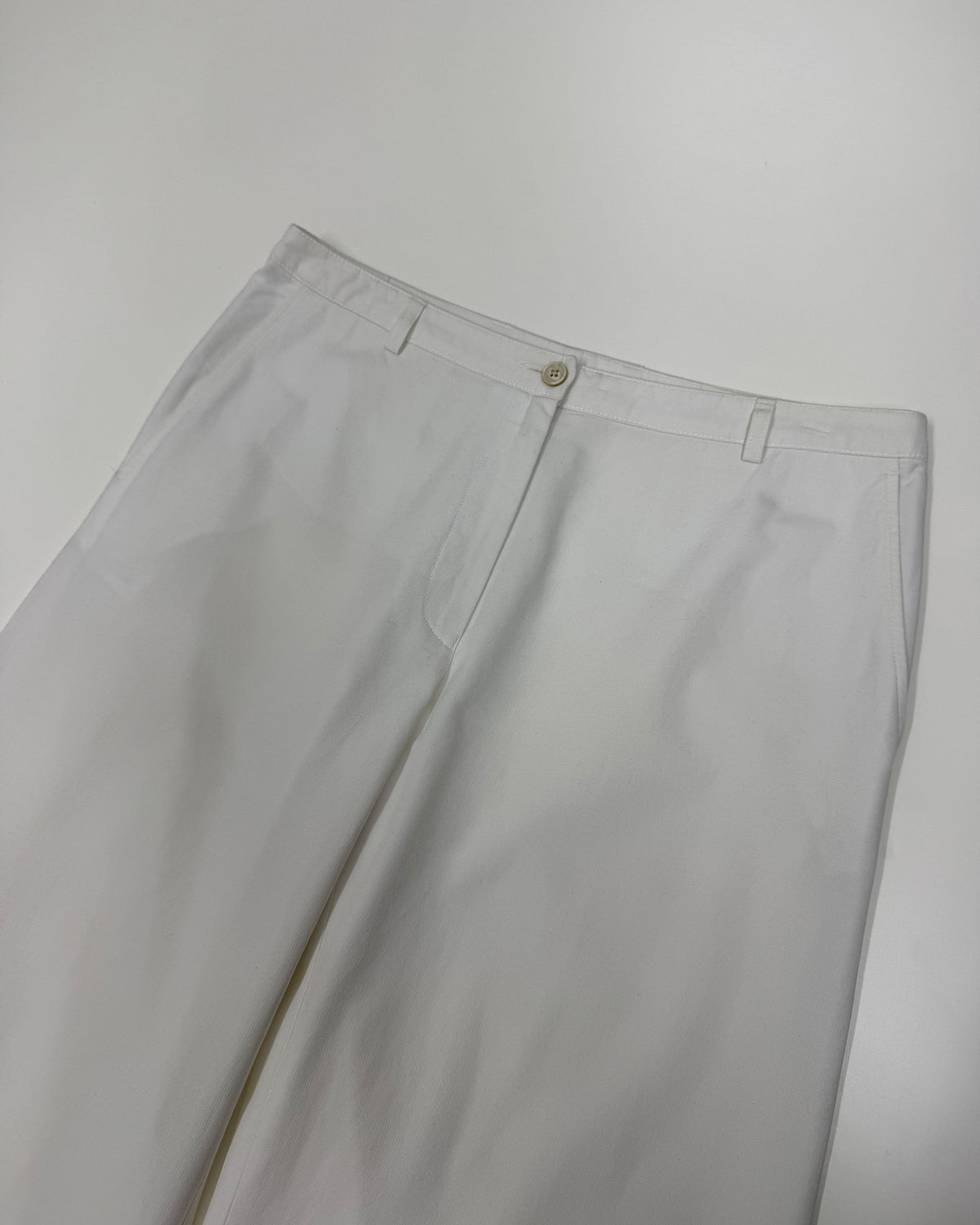Dries van Noten 2000s Cotton Rayon Wide Pants White