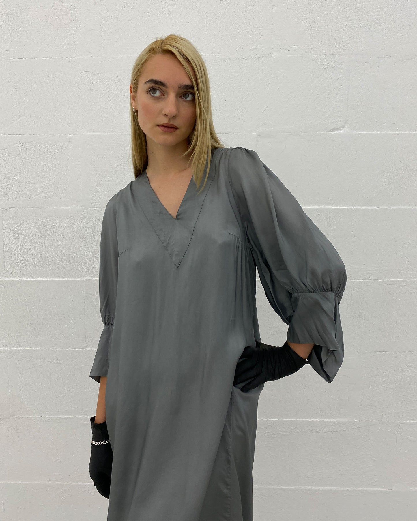 Dries van Noten 2000s Smok Oversized Dress Grey