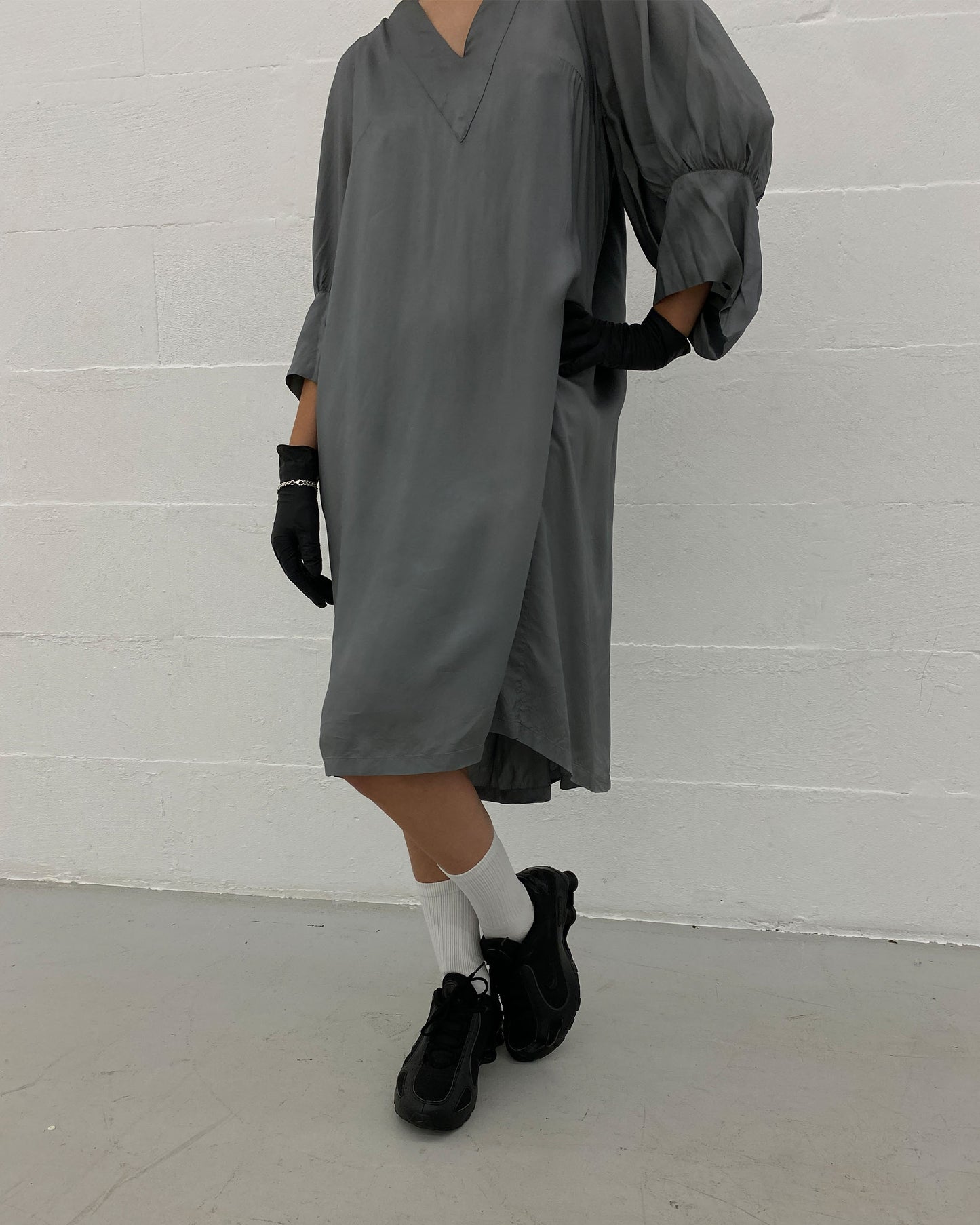 Dries van Noten 2000s Smok Oversized Dress Grey