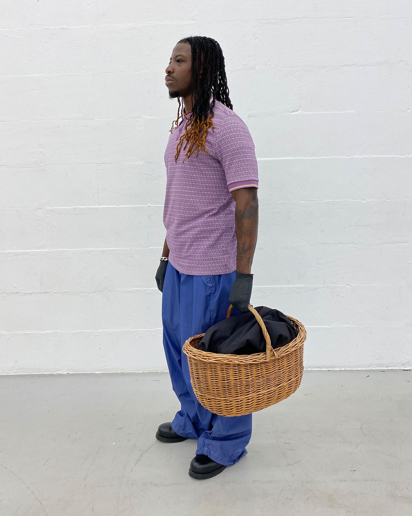 Dries van Noten 2010s Weaving Pattern Polo Shirt Purple