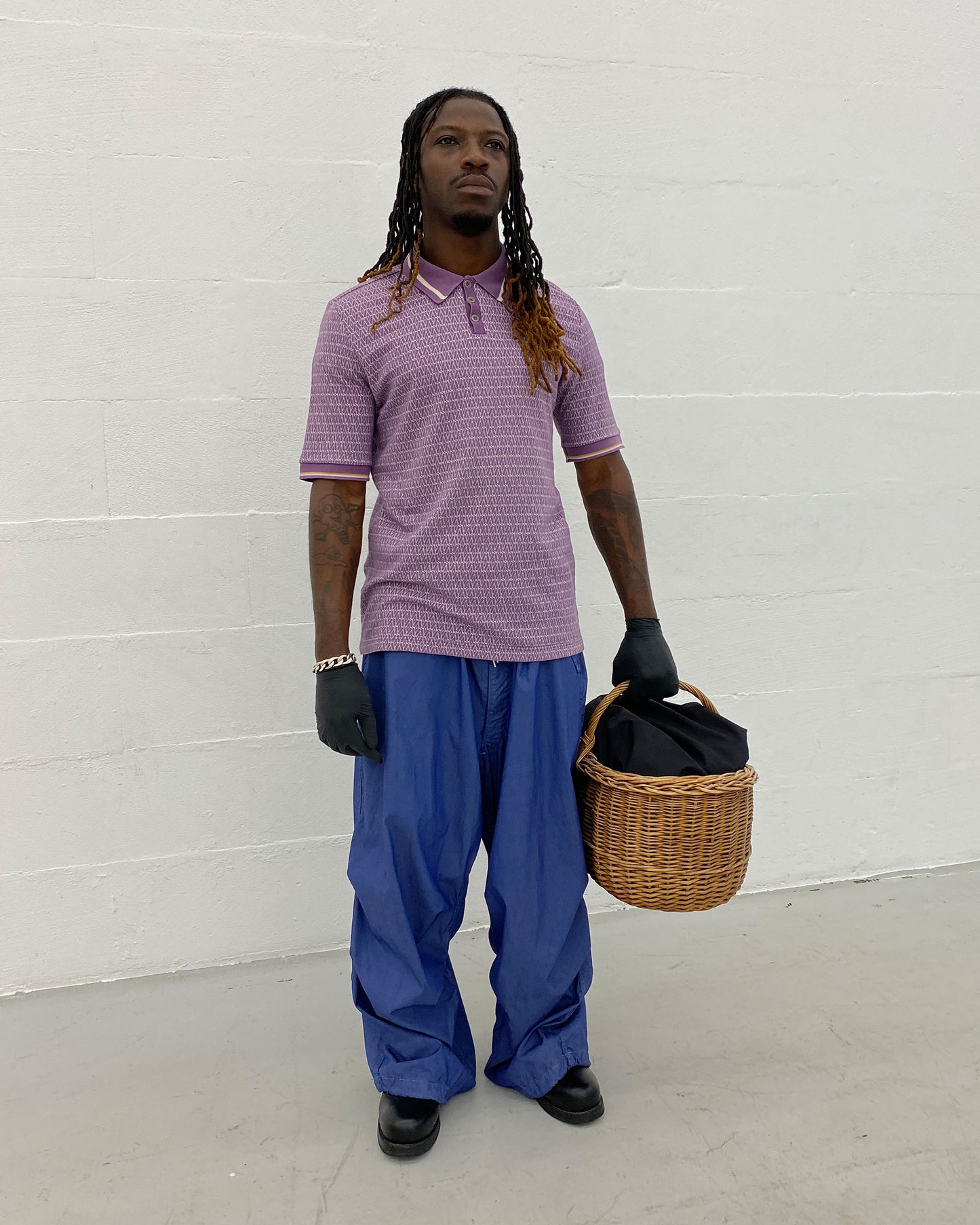 Dries van Noten 2010s Weaving Pattern Polo Shirt Purple