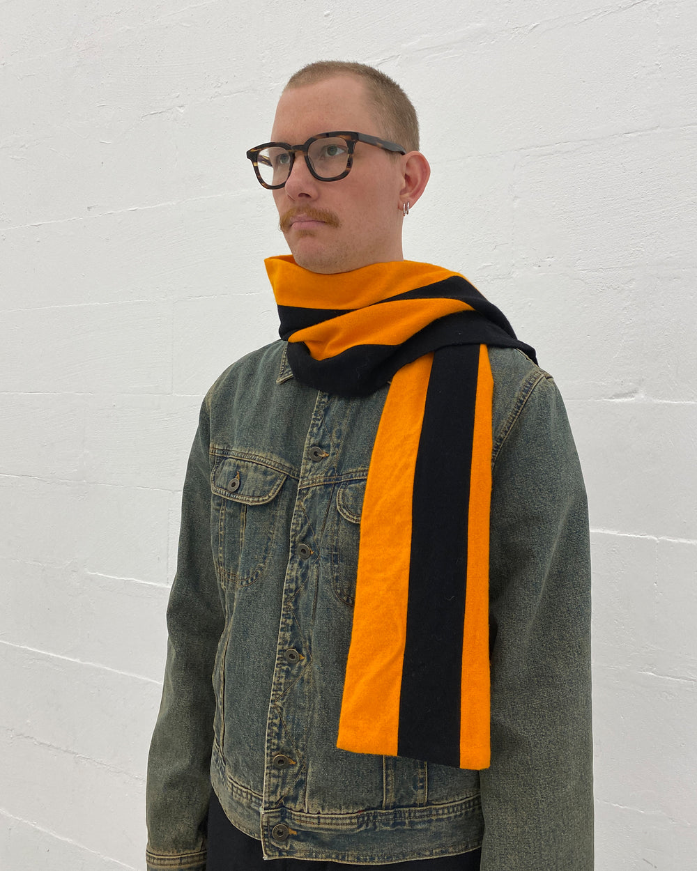 Smart Turnout London 2000s Striped Wool Scarf Orange Black