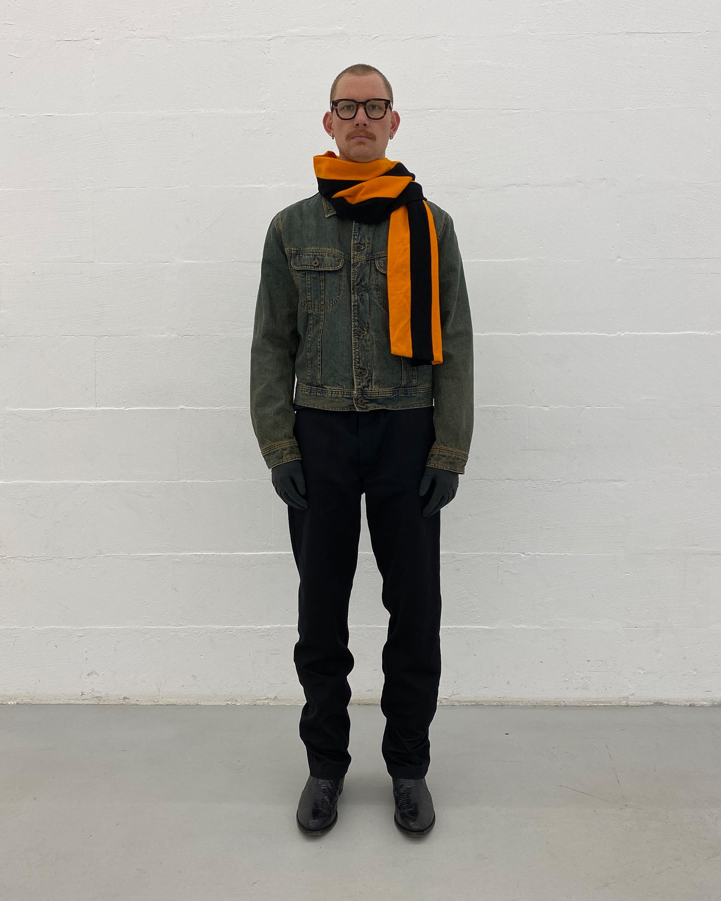 Smart Turnout London 2000s Striped Wool Scarf Orange Black