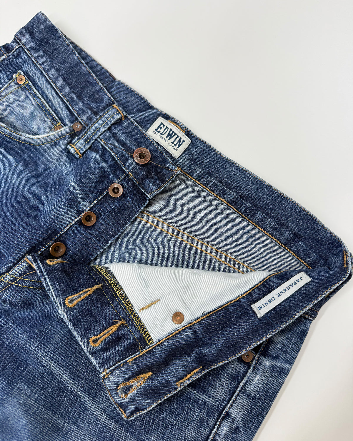 Edwin 2010s Regular Tapered Selvedge Japanese Denim Faded Blue