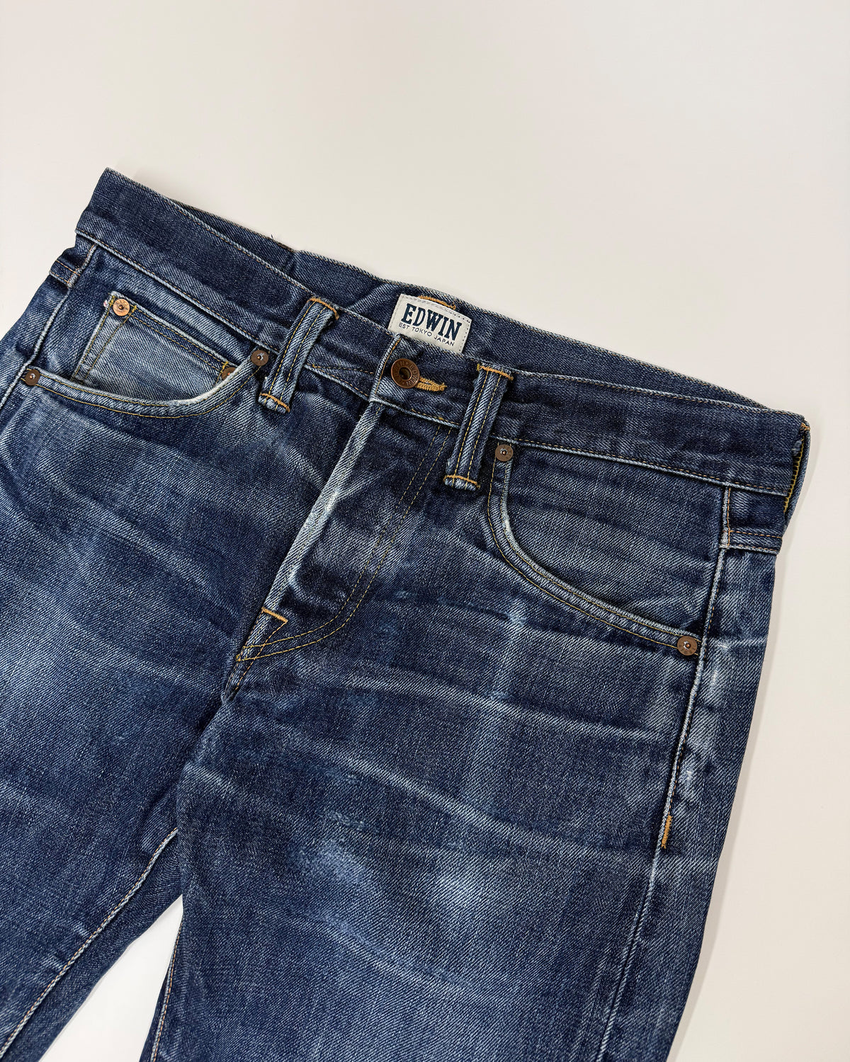 Edwin 2010s Regular Tapered Selvedge Japanese Denim Faded Blue