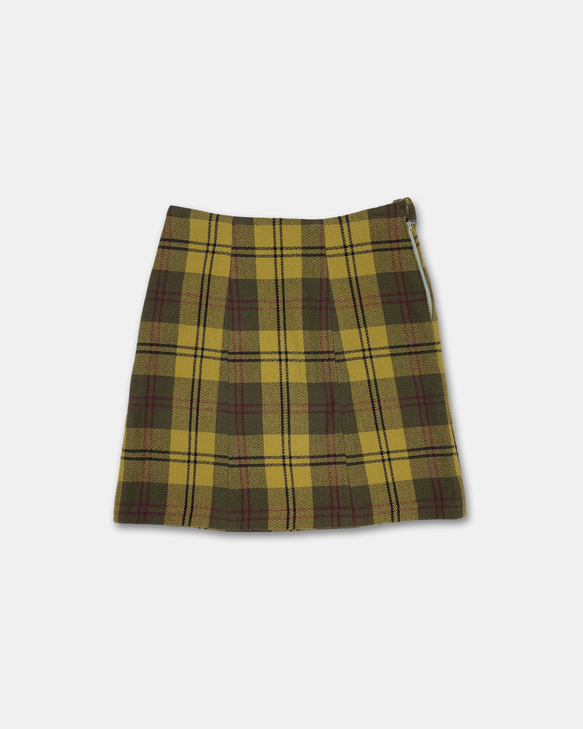 Elternhaus 2000s Grenades Print Tartan Checkered Skirt Yellow