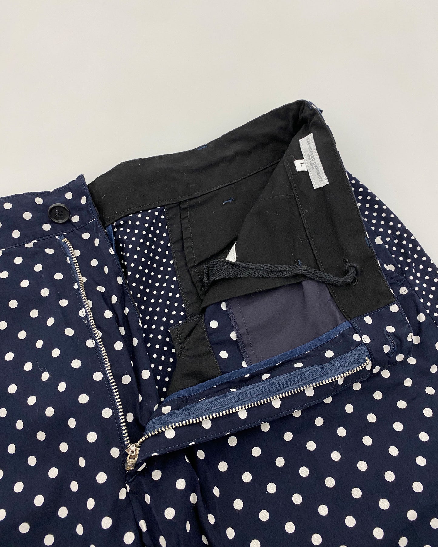 Engineered Garments SS2019 Polka Dot Cotton Shorts Navy