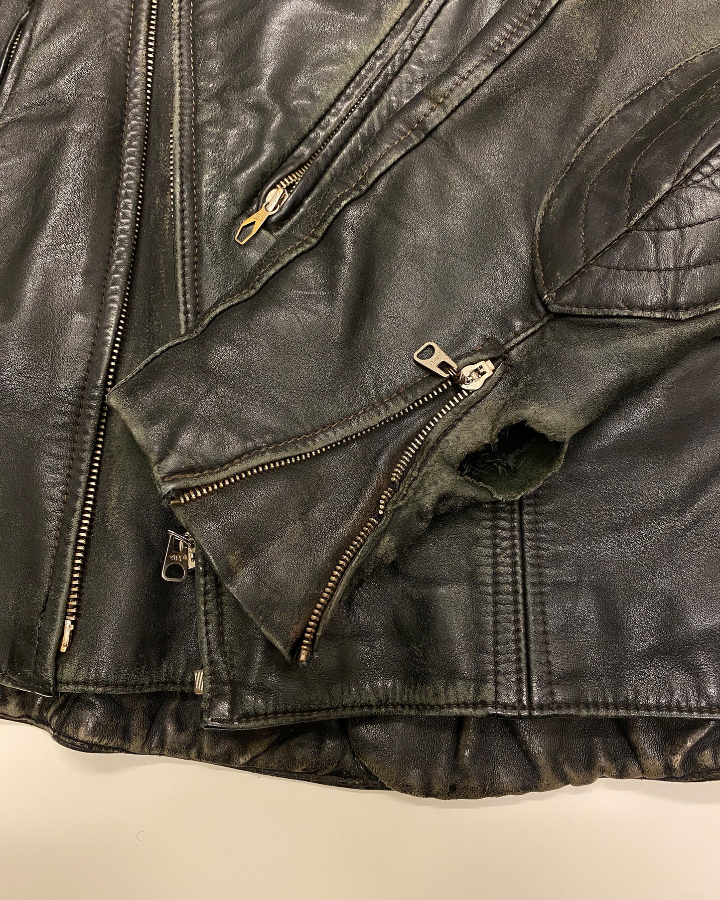 Erdmann-Lederbekleidung 1970s Trashed Leatherjacket Black