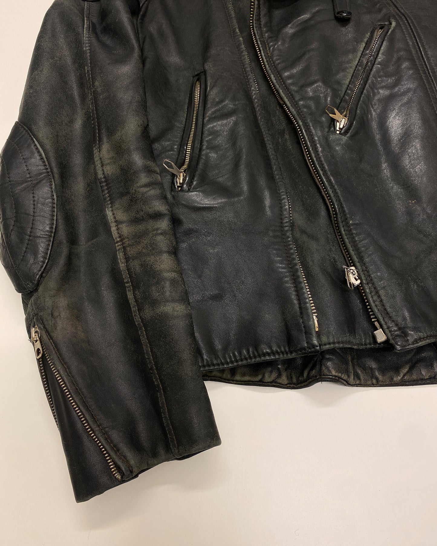 Erdmann-Lederbekleidung 1970s Trashed Leatherjacket Black