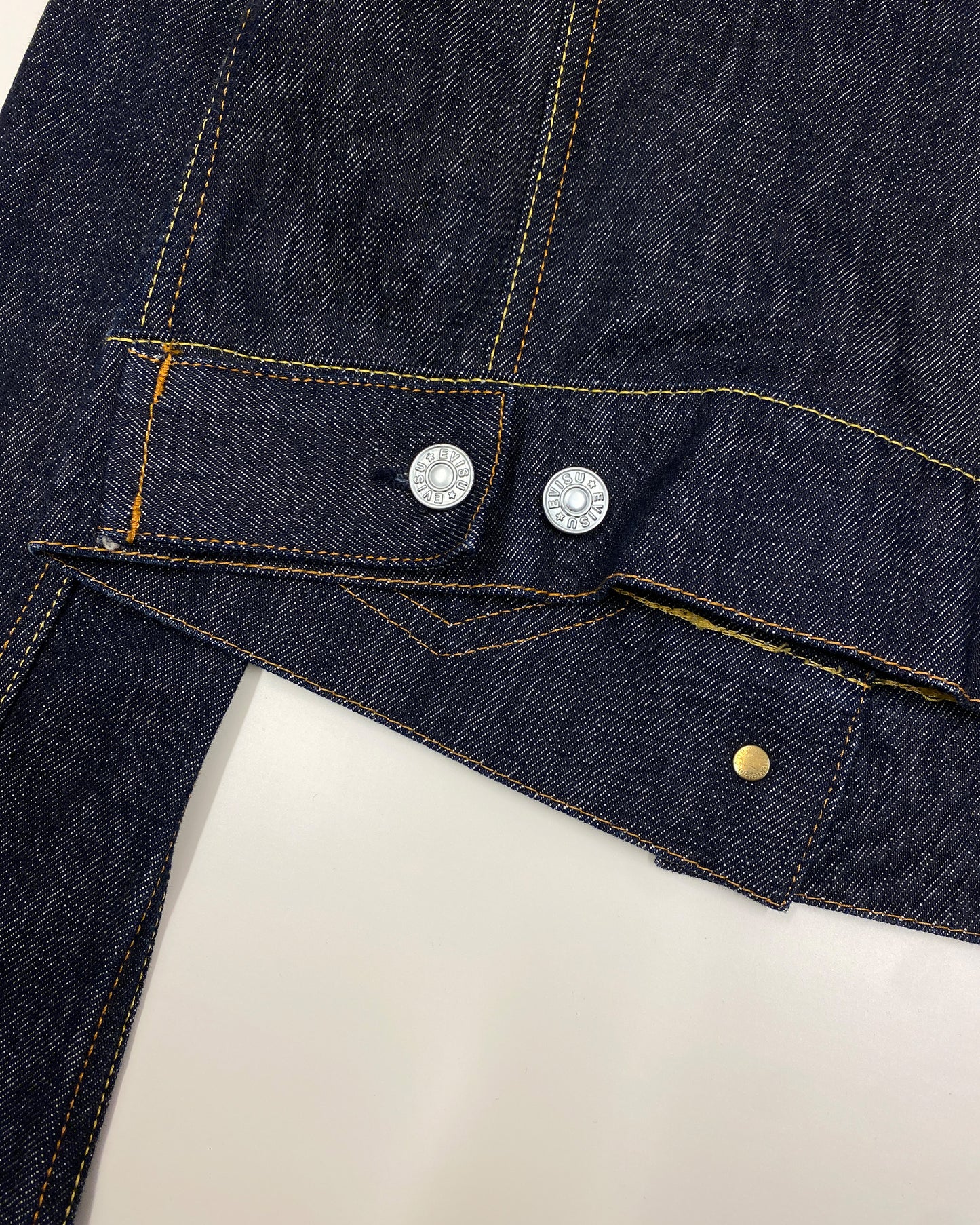 Evisu 2000s Cropped Raw Denim Jacket Dark Blue
