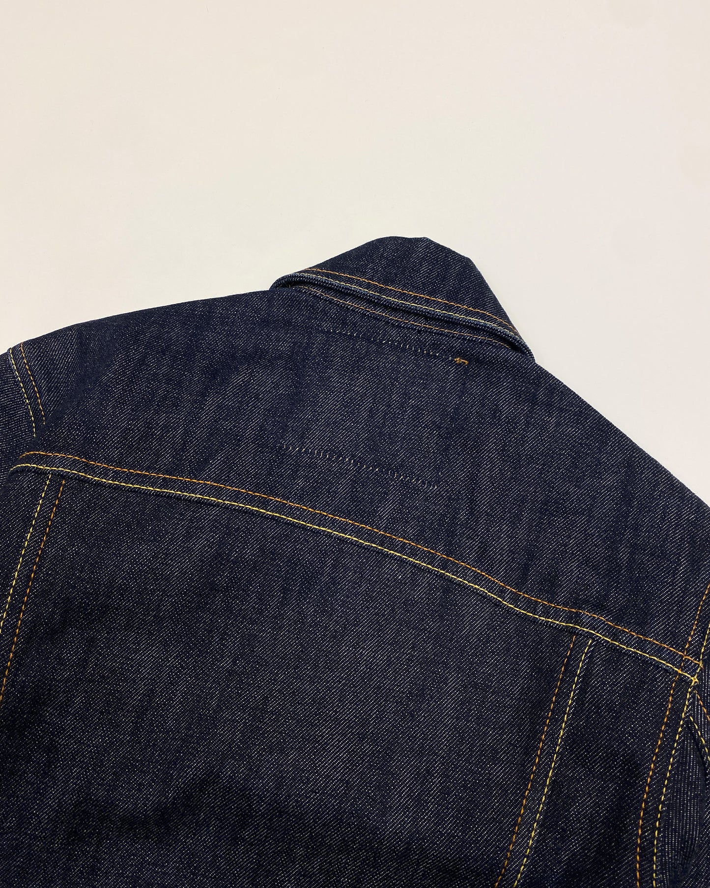 Evisu 2000s Cropped Raw Denim Jacket Dark Blue