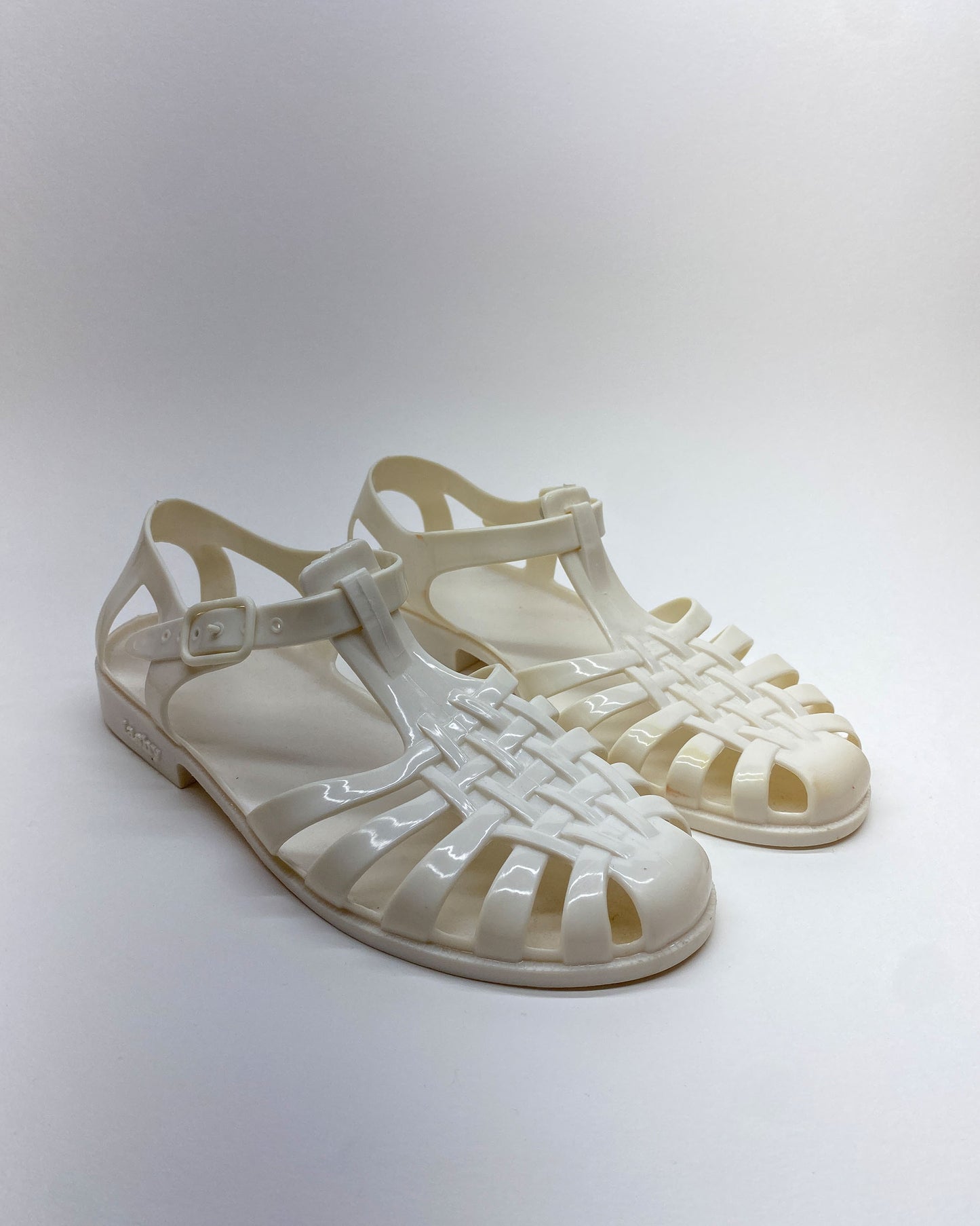 Fashy 1980s Made in Germany Melissa Rubber Sandals White Creme