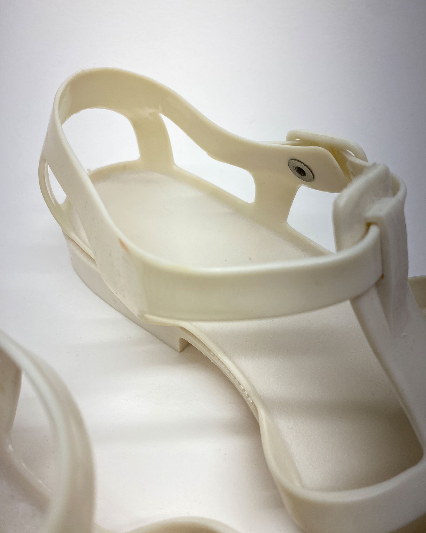 Fashy 1980s Made in Germany Melissa Rubber Sandals White Creme