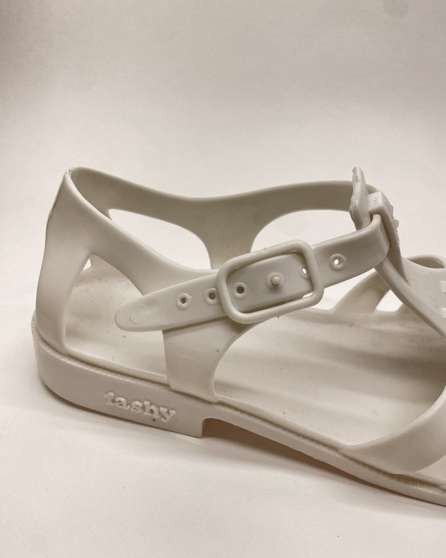 Fashy 1980s Made in Germany Melissa Rubber Sandals White Creme