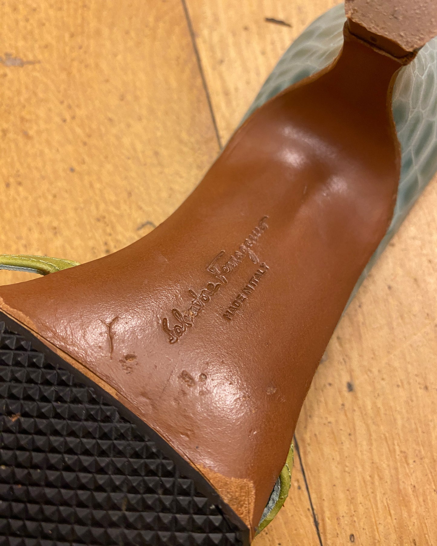 Salvatore Ferragamo 2000s Kitten Heels Turquoise
