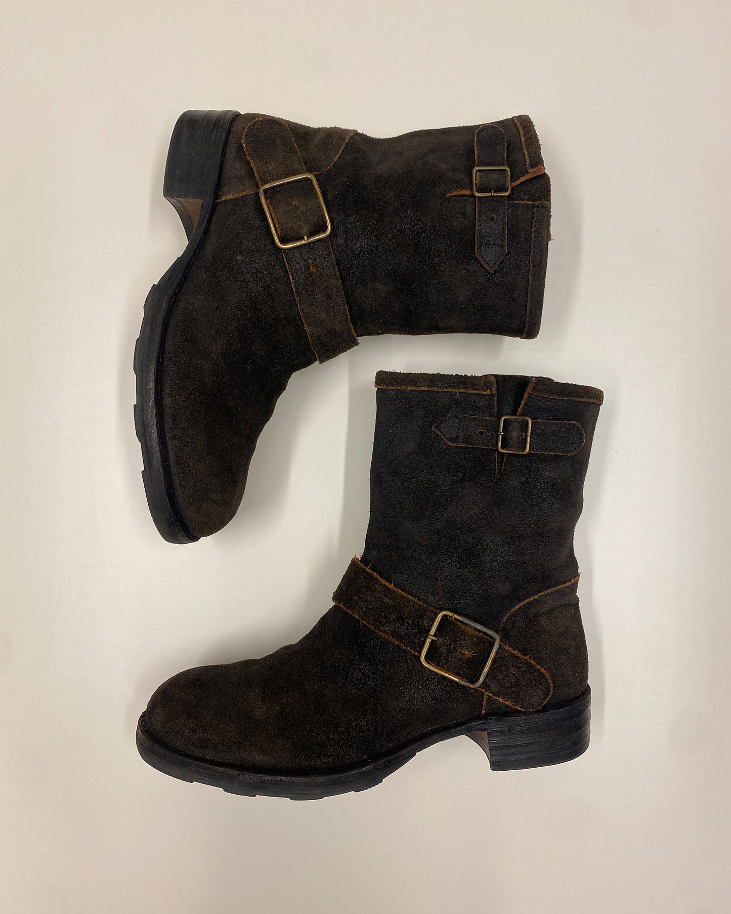 Fiorentini Baker 2010s Suede Leather Engineer Boots Brown