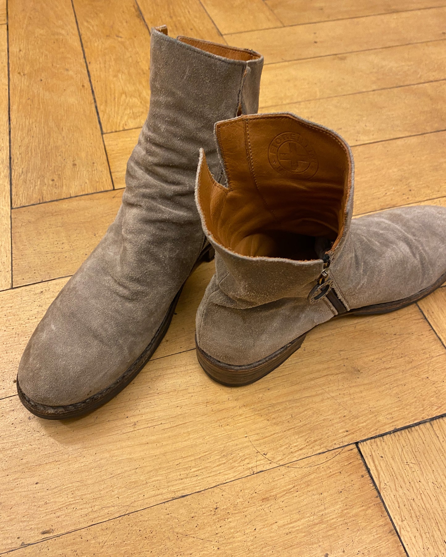 Fiorentini Baker 2010s ELF Suede Leather Boots Camel Beige