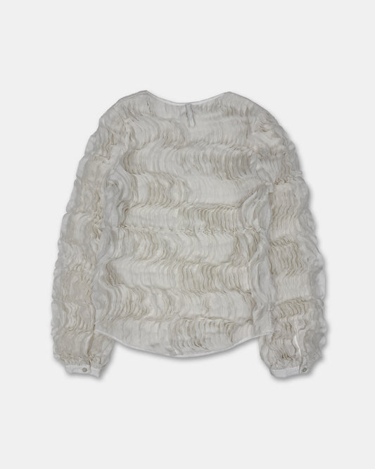 Firma Berlin 2000s Volume Ruffles Top Blouse White