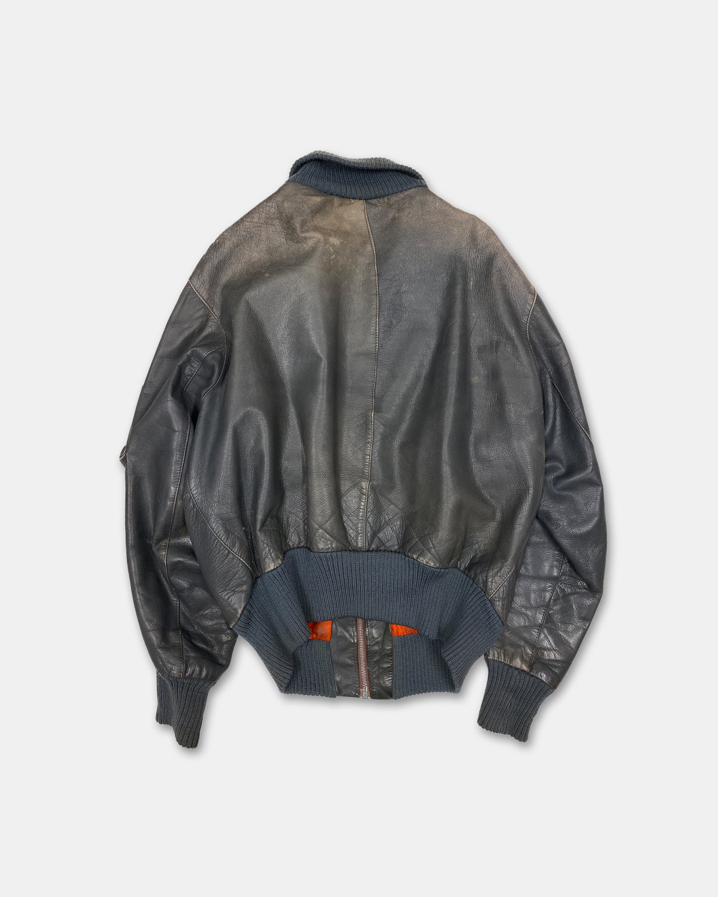 Vintage 1960s German Leather Flight Jacket Grey
