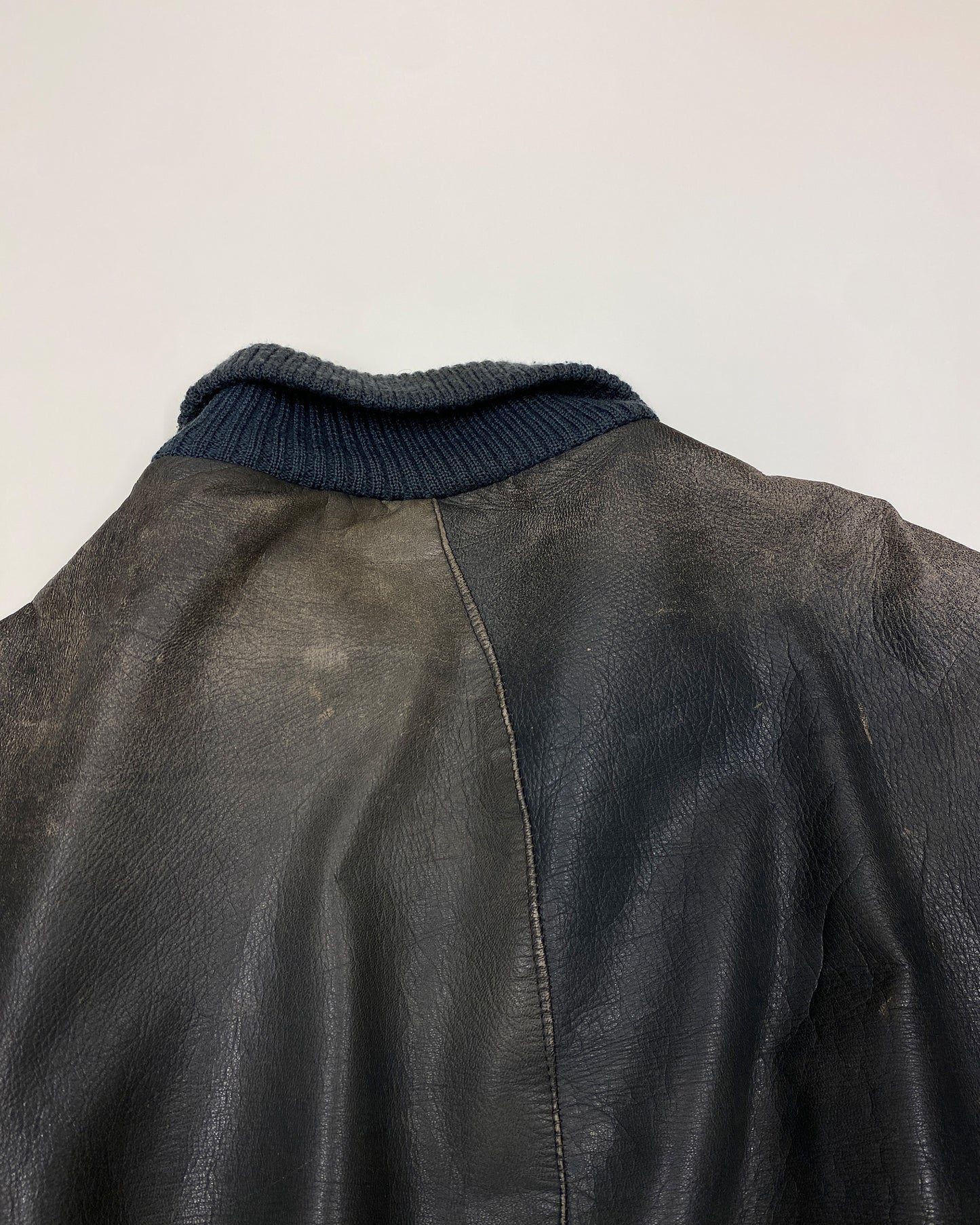 Vintage 1960s German Leather Flight Jacket Grey