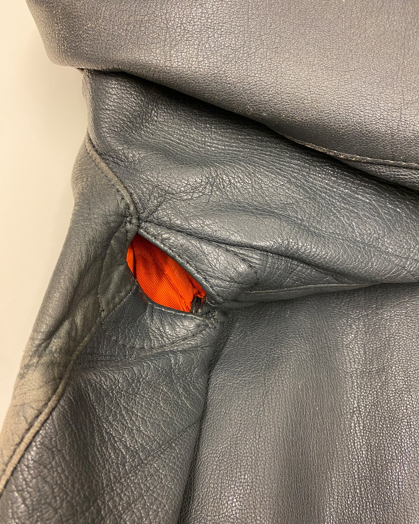 Vintage 1960s German Leather Flight Jacket Grey