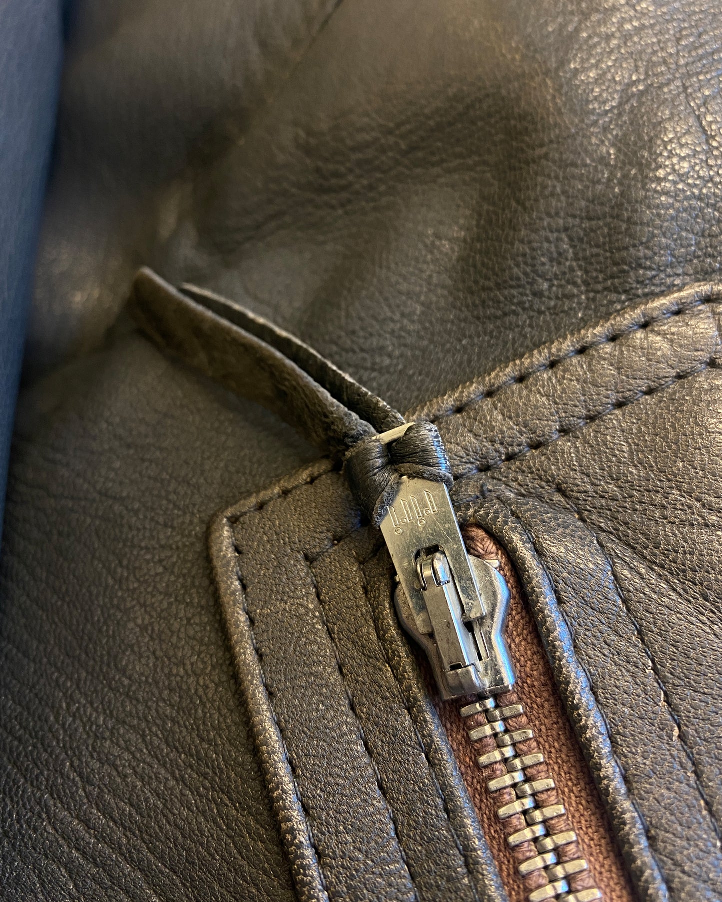 Vintage 1960s German Leather Flight Jacket Grey