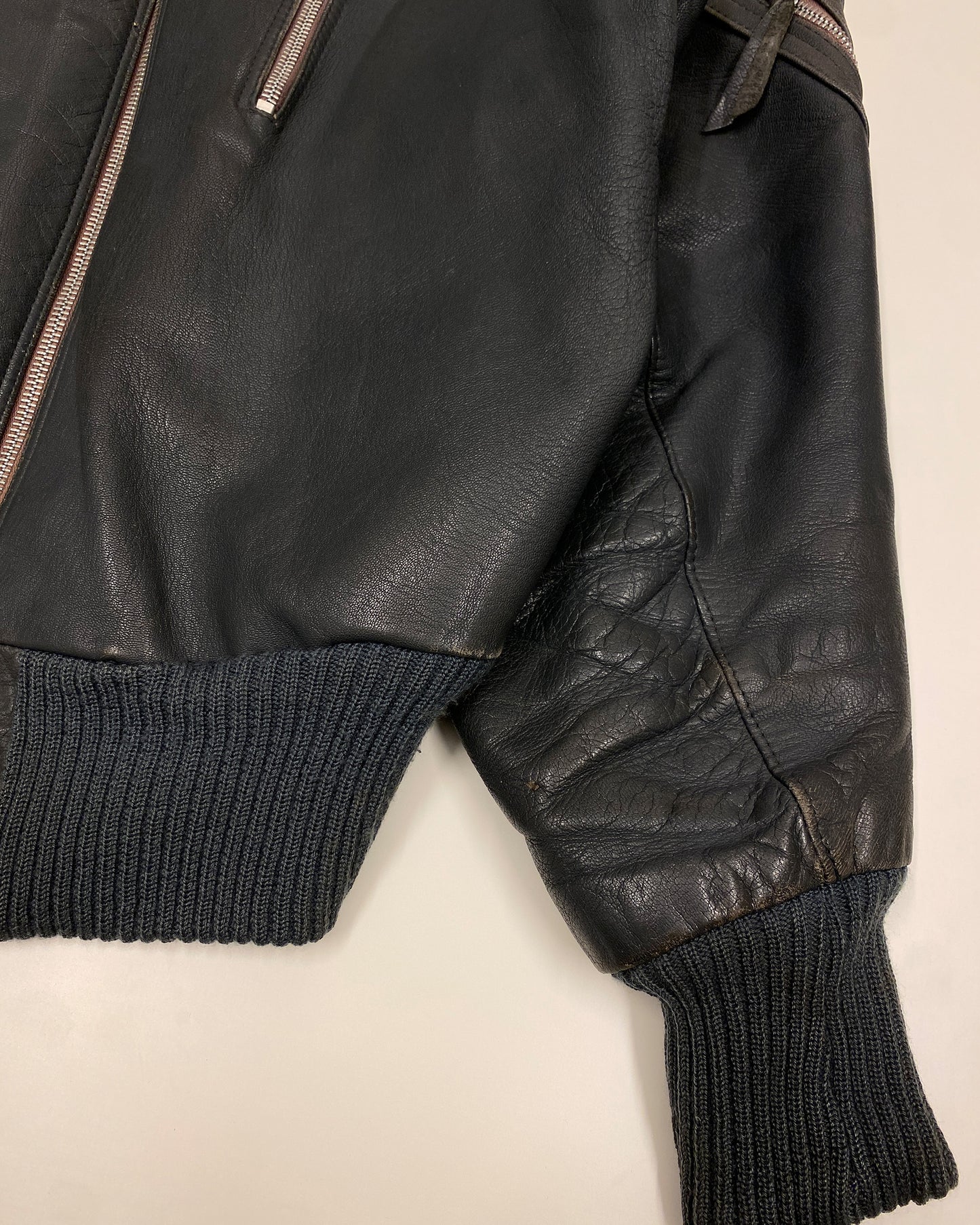 Vintage 1960s German Leather Flight Jacket Grey