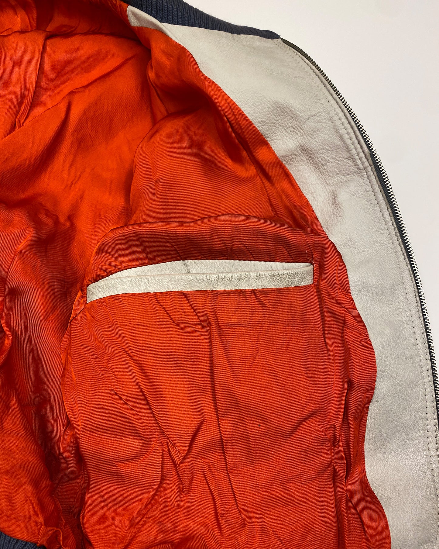 Vintage 1980s German Leather Flight Jacket White