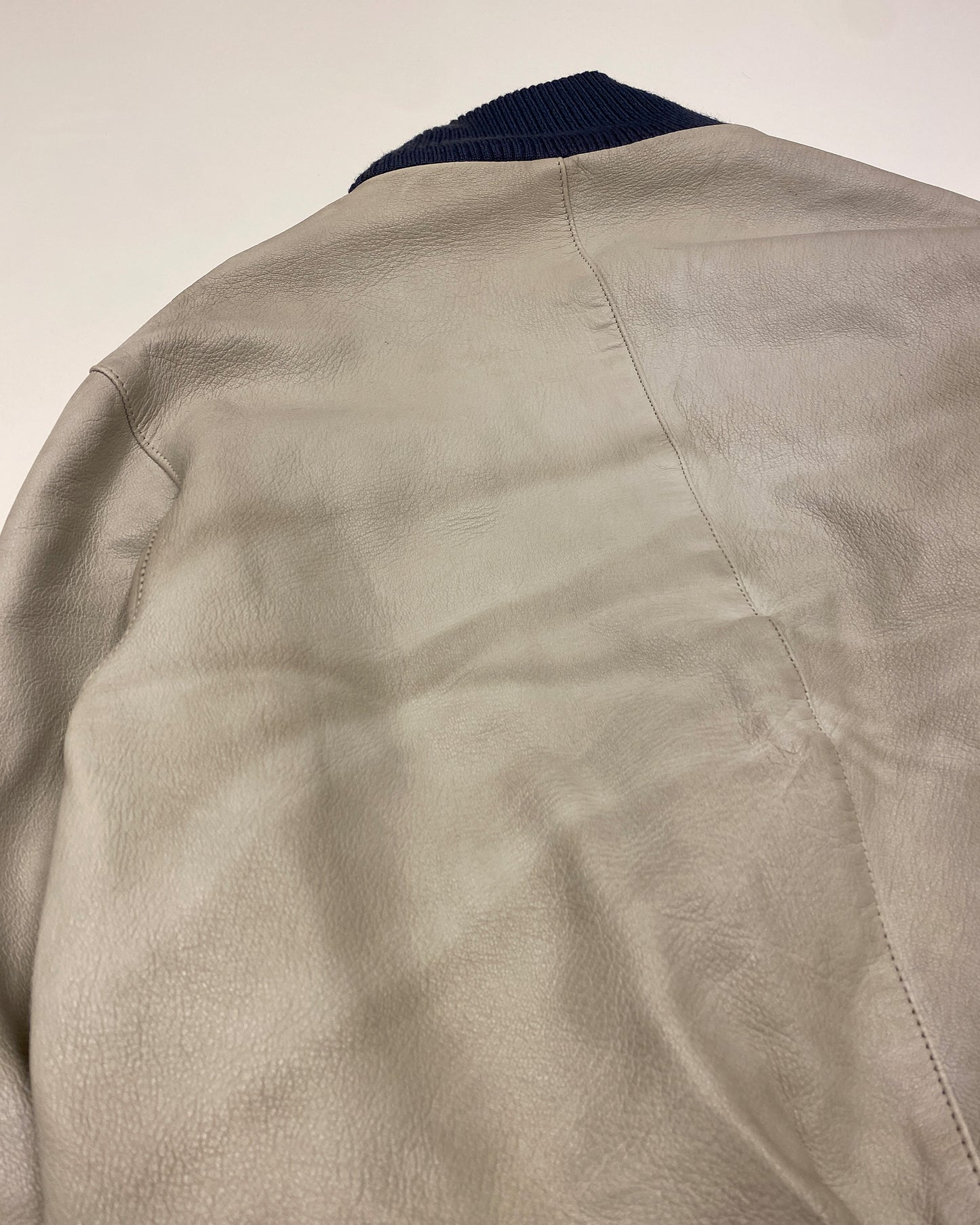 Vintage 1980s German Leather Flight Jacket White