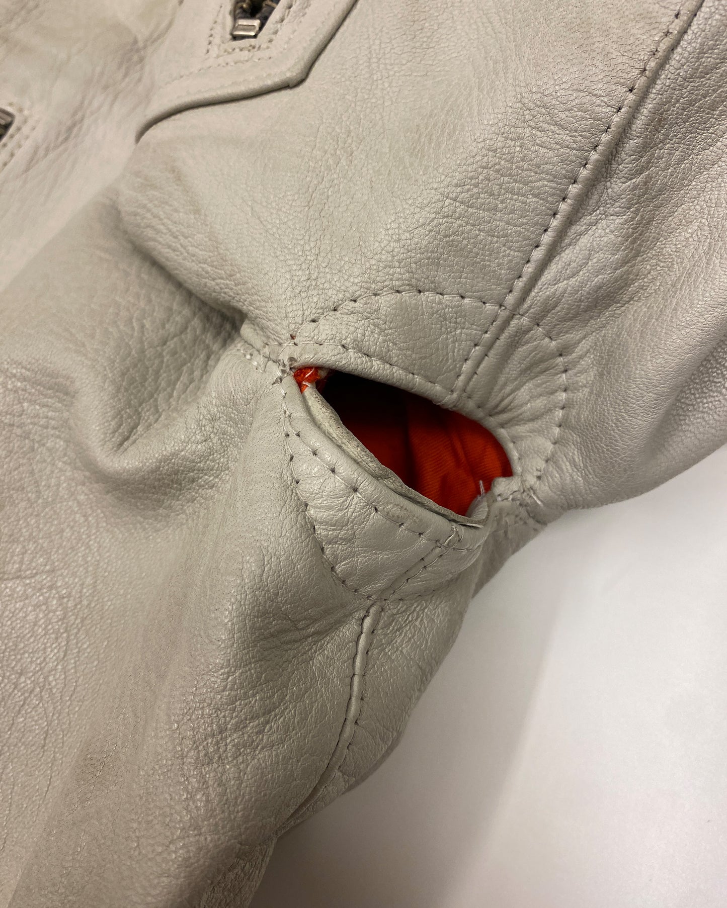 Vintage 1980s German Leather Flight Jacket White