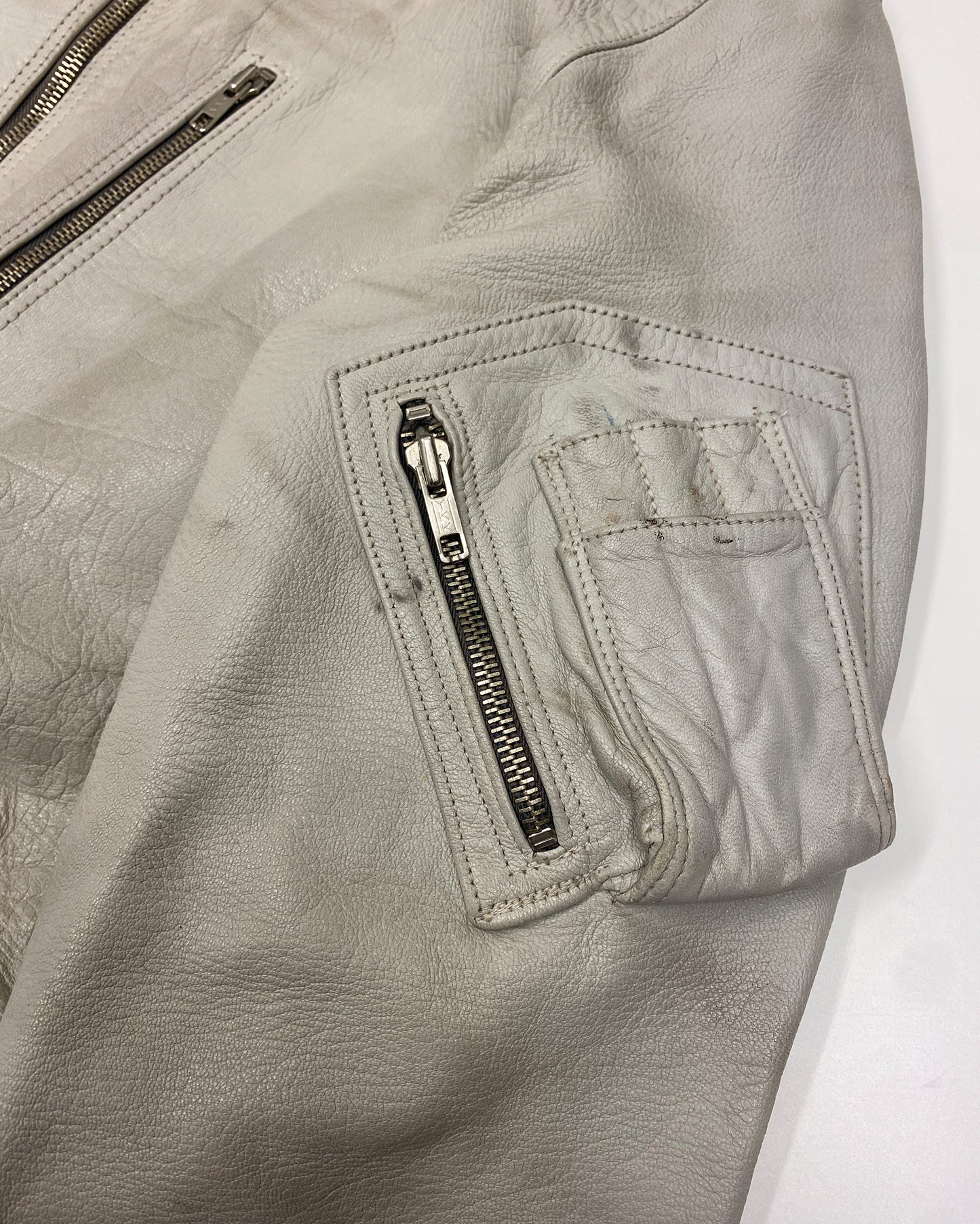 Vintage 1980s German Leather Flight Jacket White
