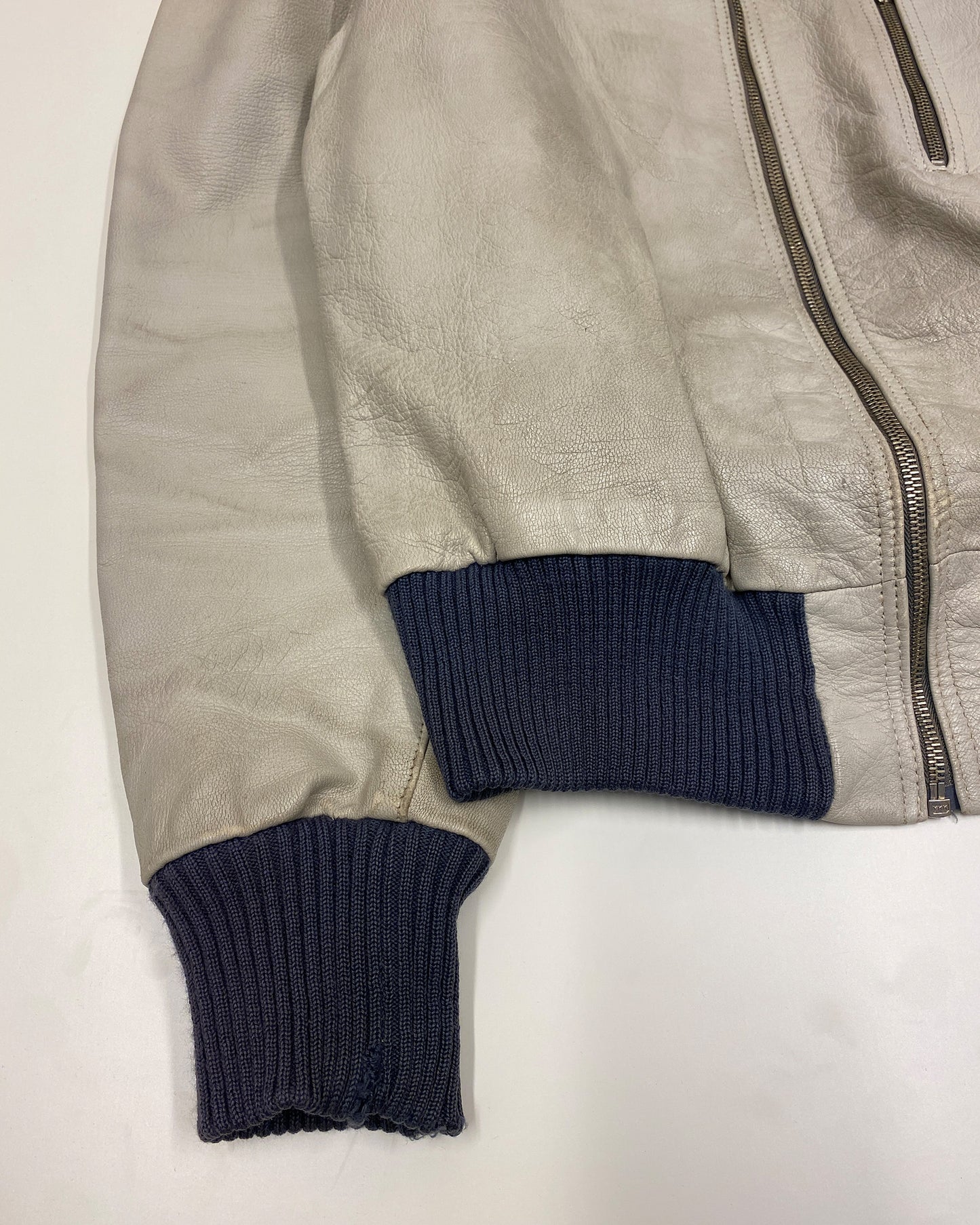 Vintage 1980s German Leather Flight Jacket White