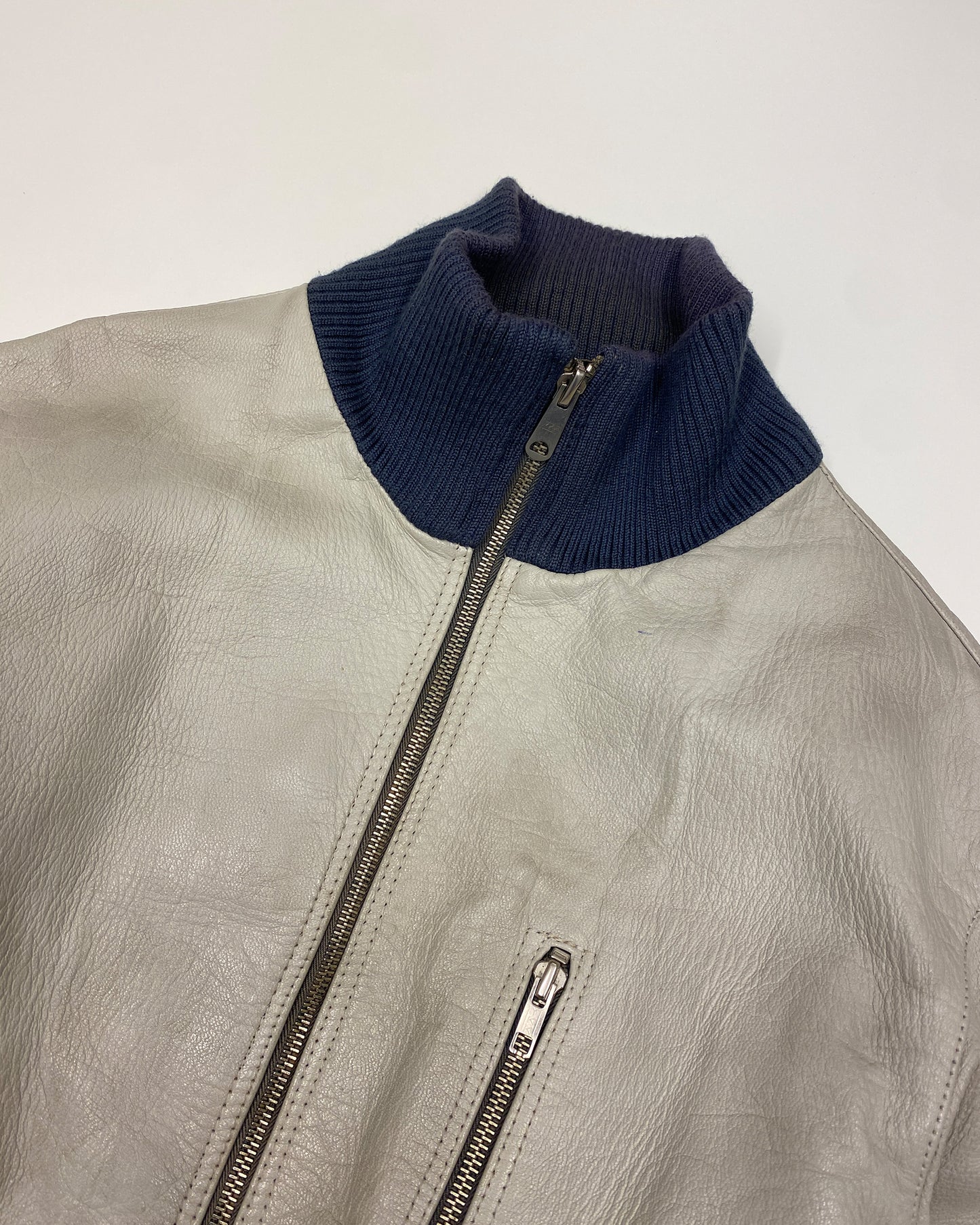 Vintage 1980s German Leather Flight Jacket White