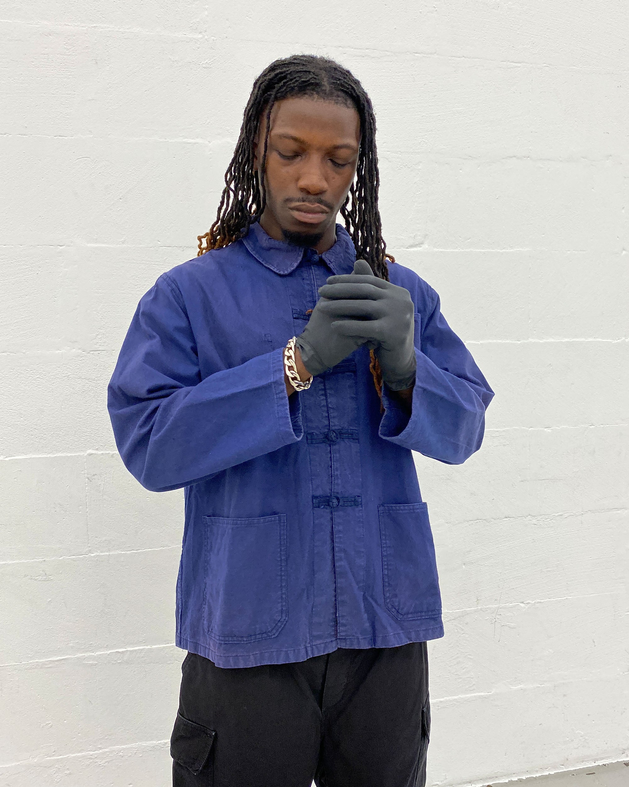 french vintage china jacket インディゴブルー XL 80s-90s VINTAGE FRENCH CHINA JACKET INDIGO-BLUE Shanghai OLD