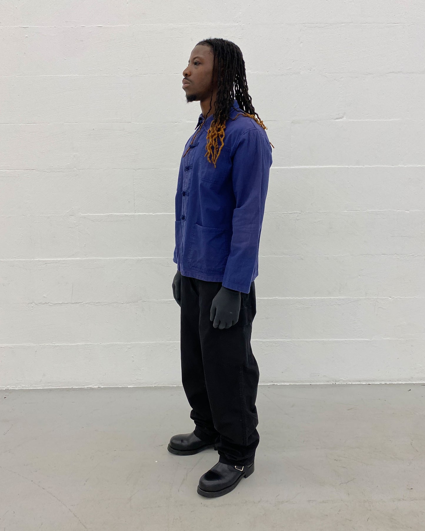 Vintage 1980s French Chinese Work Jacket Blue