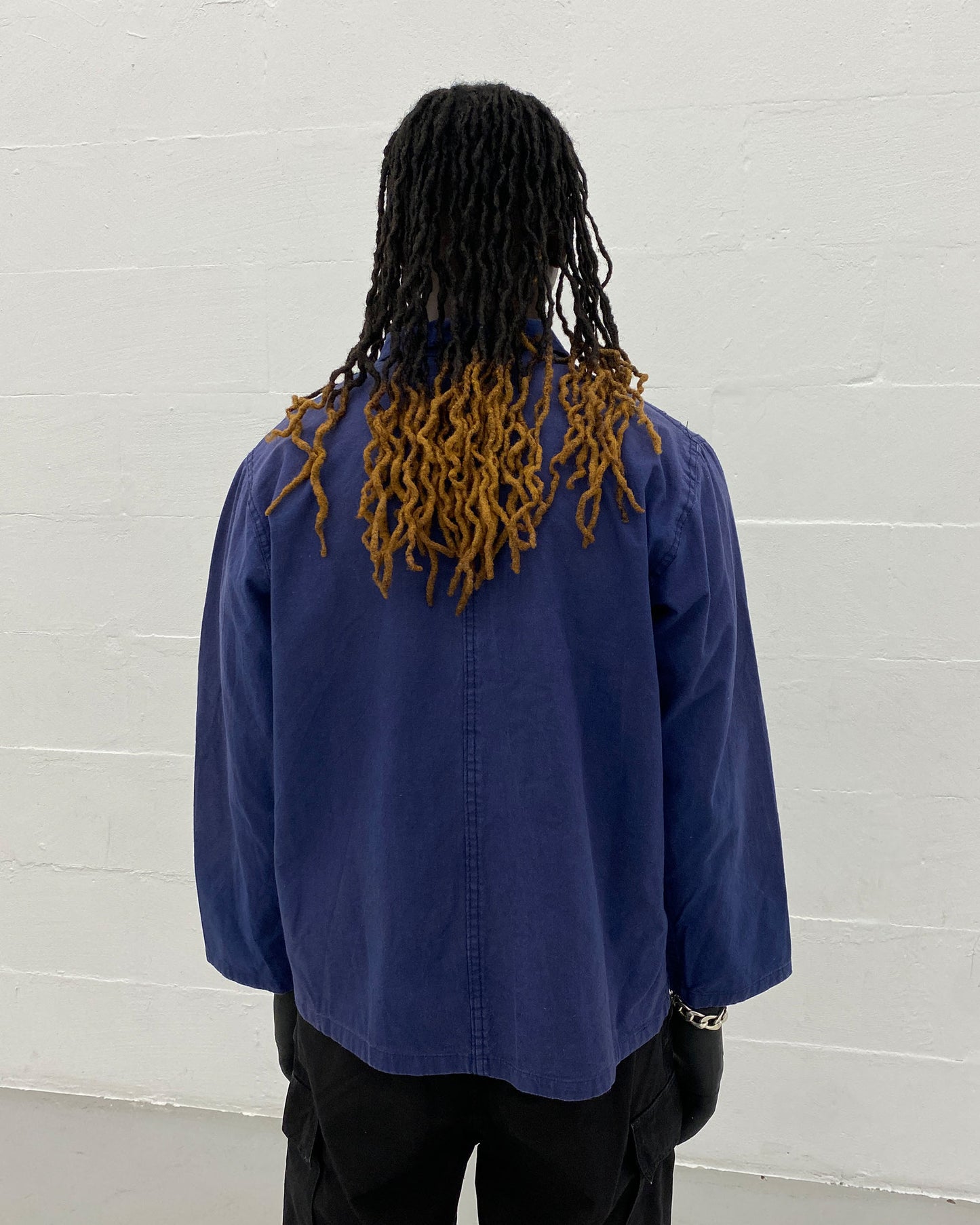 Vintage 1980s French Chinese Work Jacket Blue