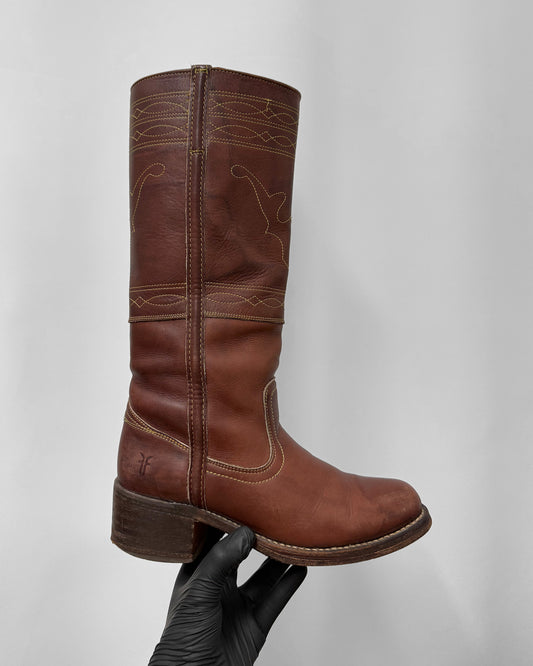 Frye 2000s Campus Stitching Horse Leather Boots Brown