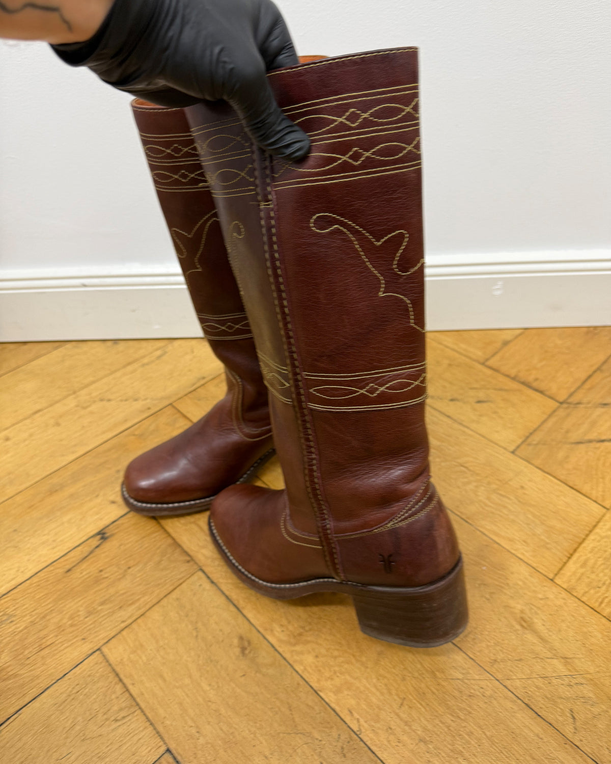 Frye 2000s Campus Stitching Horse Leather Boots Brown