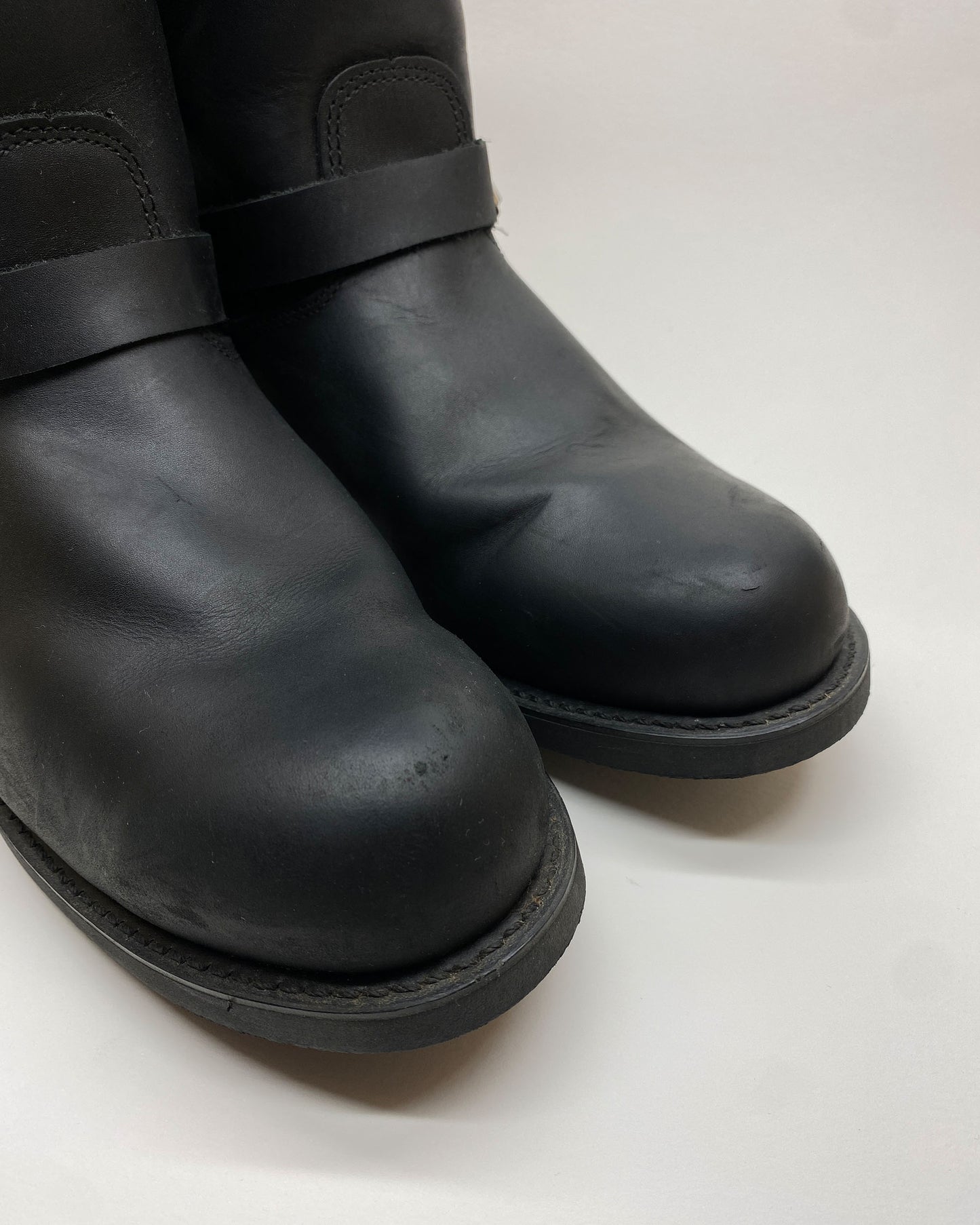 Frye 2000s Heavyweight Leather Biker Boots Black
