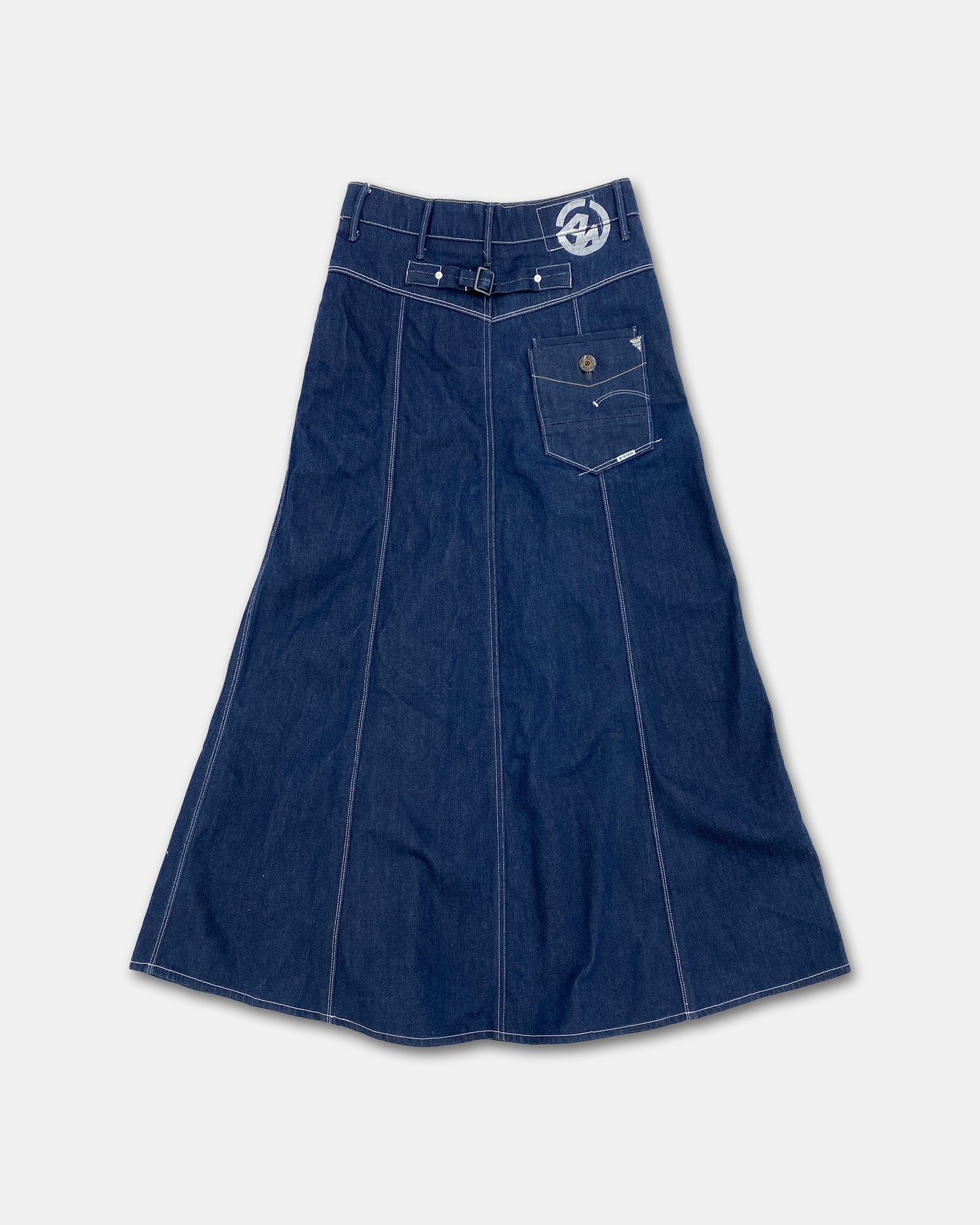 G-Star 2020s Buckleback Raw Denim Organic Vintage Maxi Skirt Dark Blue