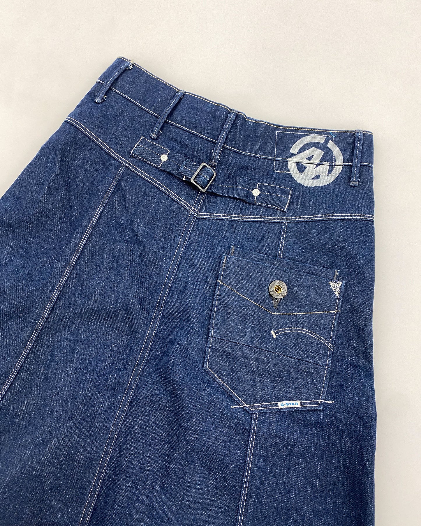 G-Star 2020s Buckleback Raw Denim Organic Vintage Maxi Skirt Dark Blue