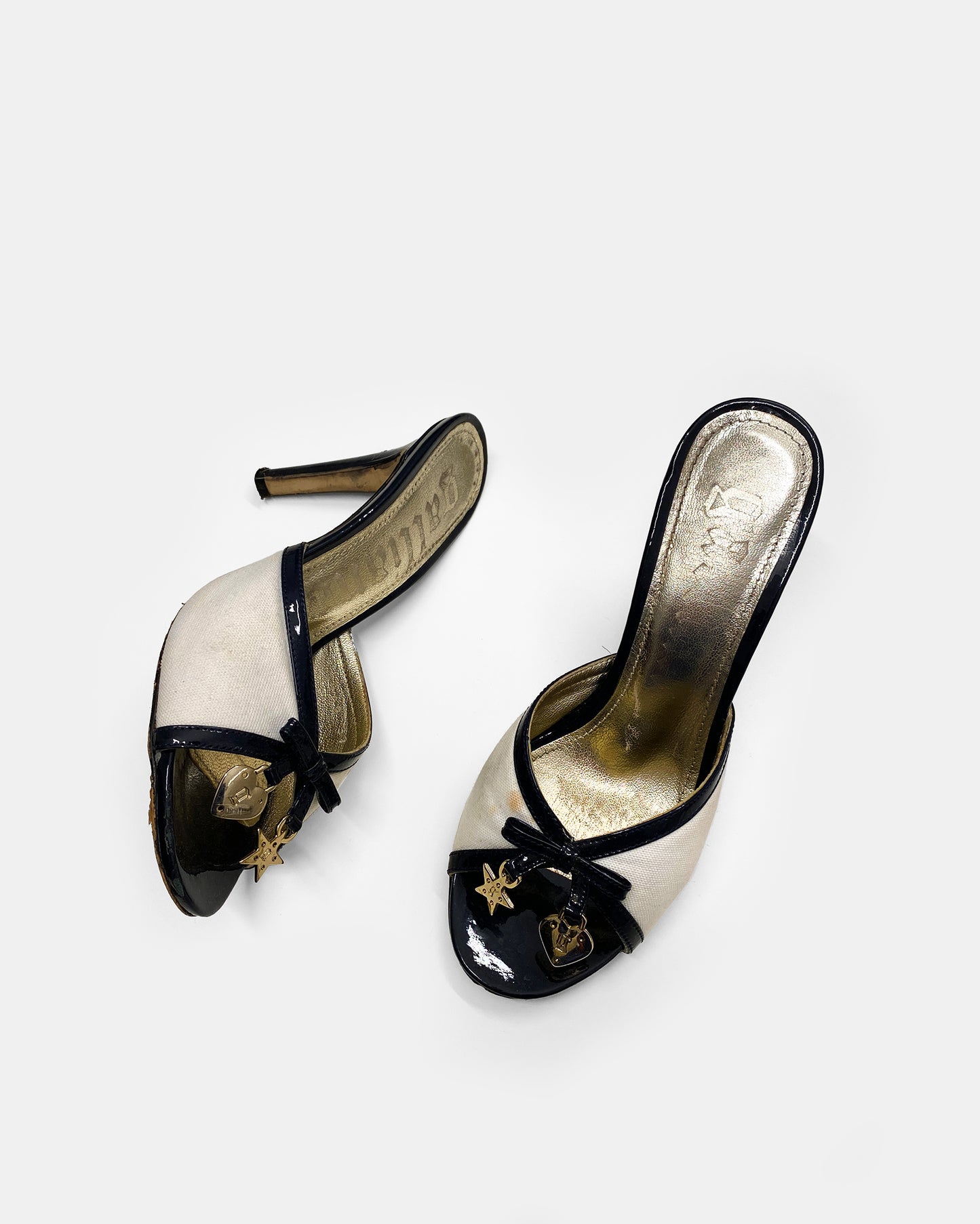 John Galliano 2000s Canvas High Heels White