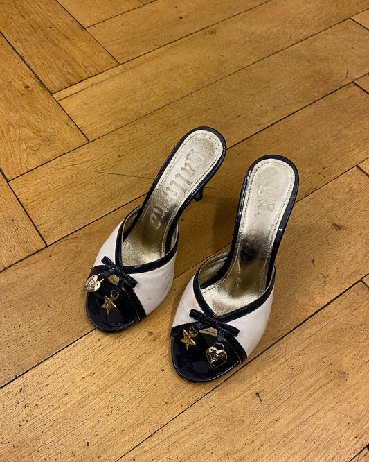John Galliano 2000s Canvas High Heels White