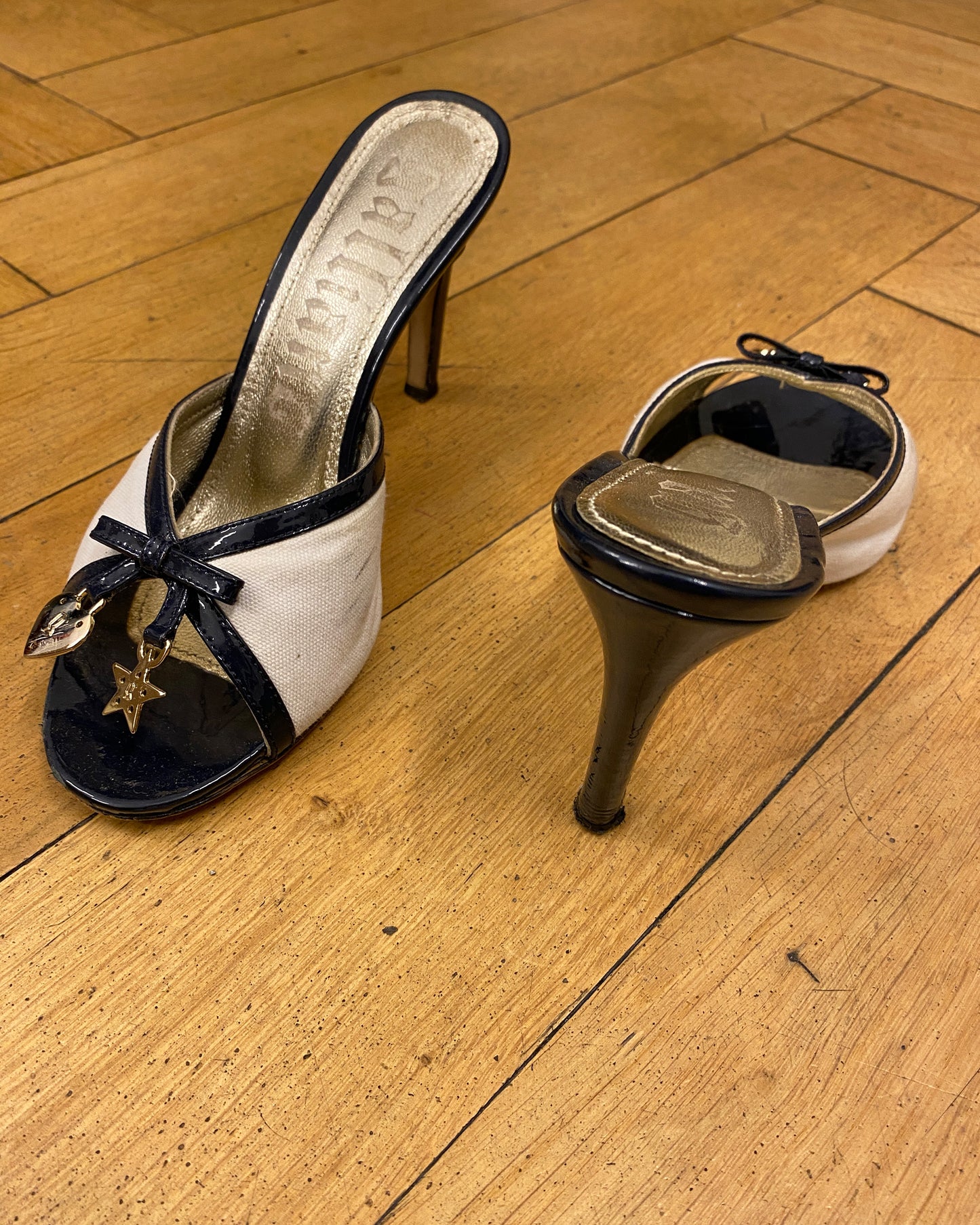 John Galliano 2000s Canvas High Heels White