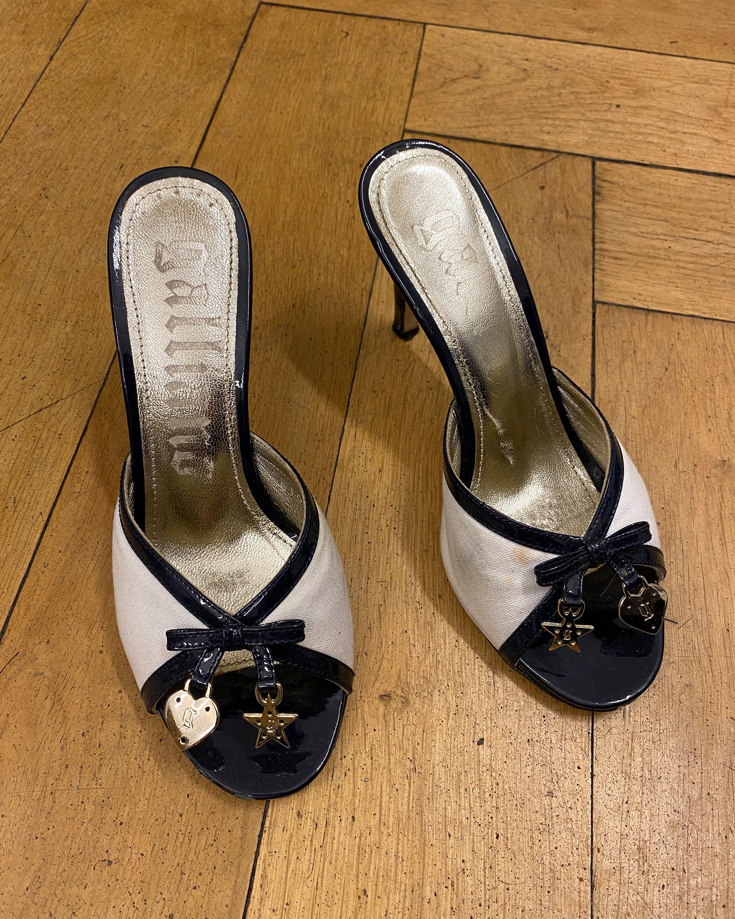 John Galliano 2000s Canvas High Heels White