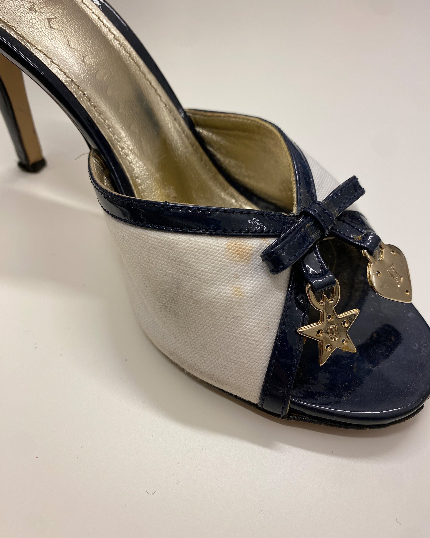 John Galliano 2000s Canvas High Heels White
